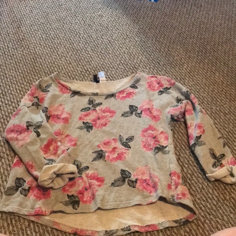 3/4 Sleeve Floral Sweatshirt